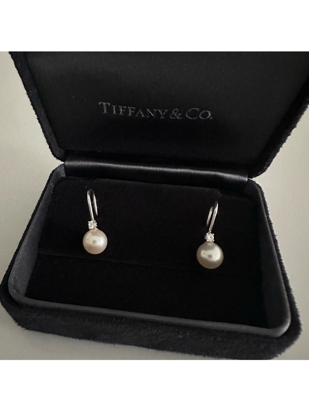 Tiffany & Co Signature Pearls Collection Pearl Diamond Drop Earrings